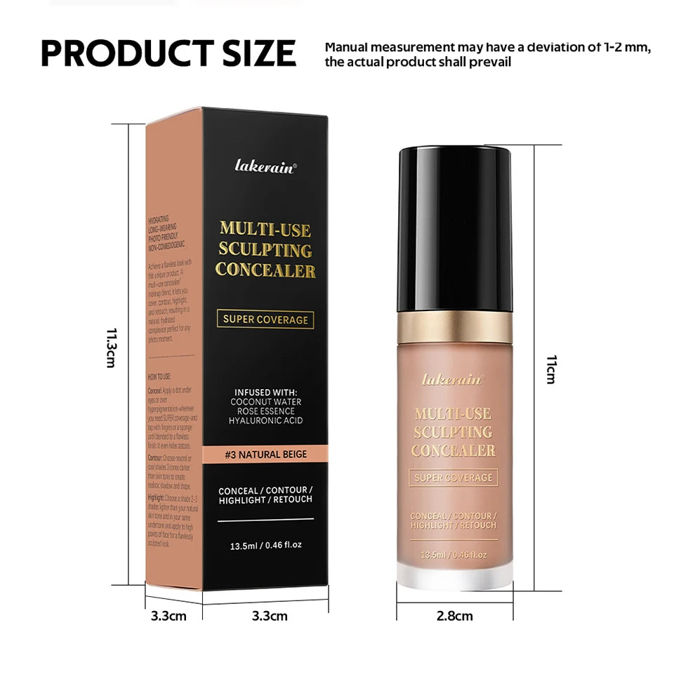 5-Color Full Coverage Waterproof Sculpting Concealer for Face and Blemishes