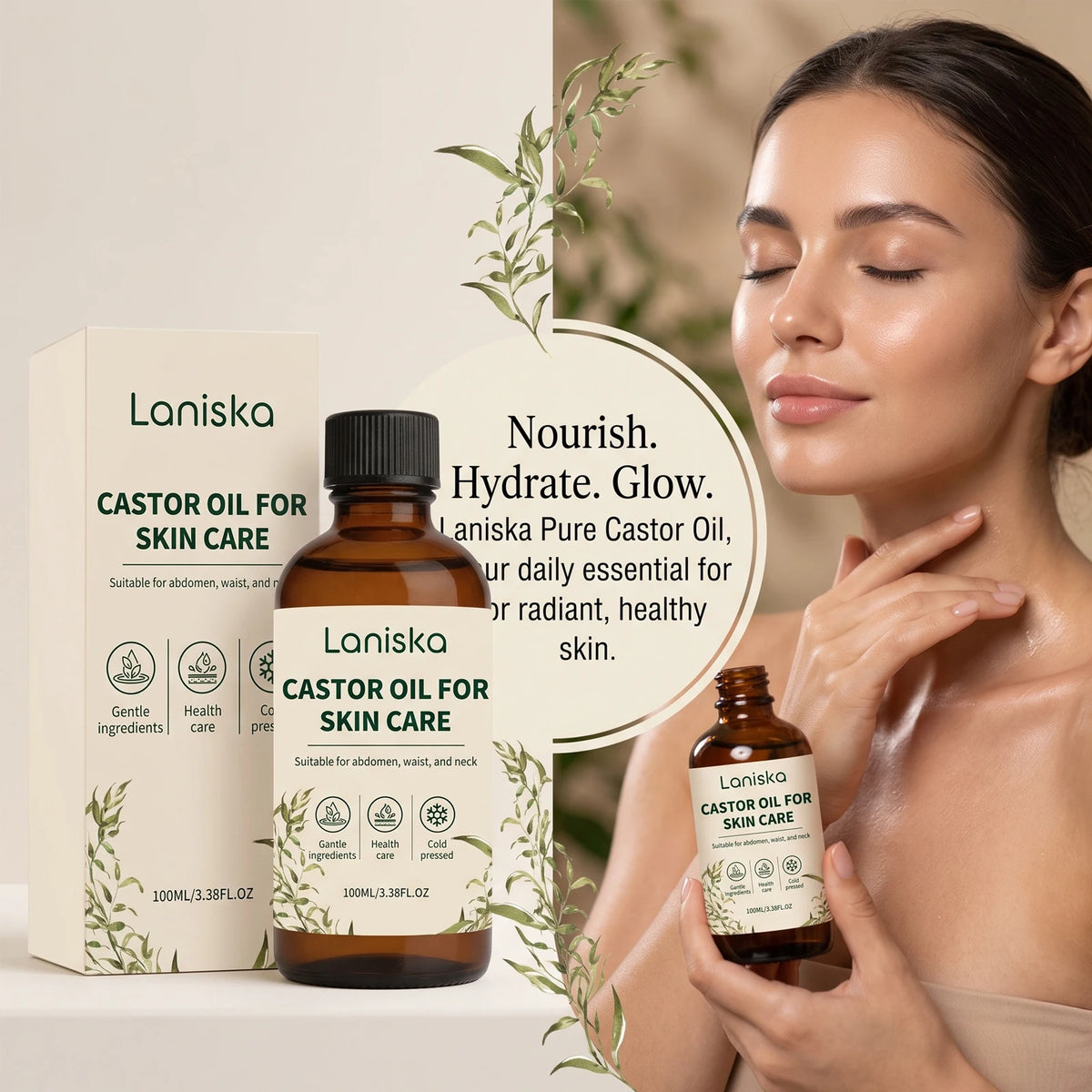 Cold Pressed Castor Oil for Skin Hydration and Body Massage