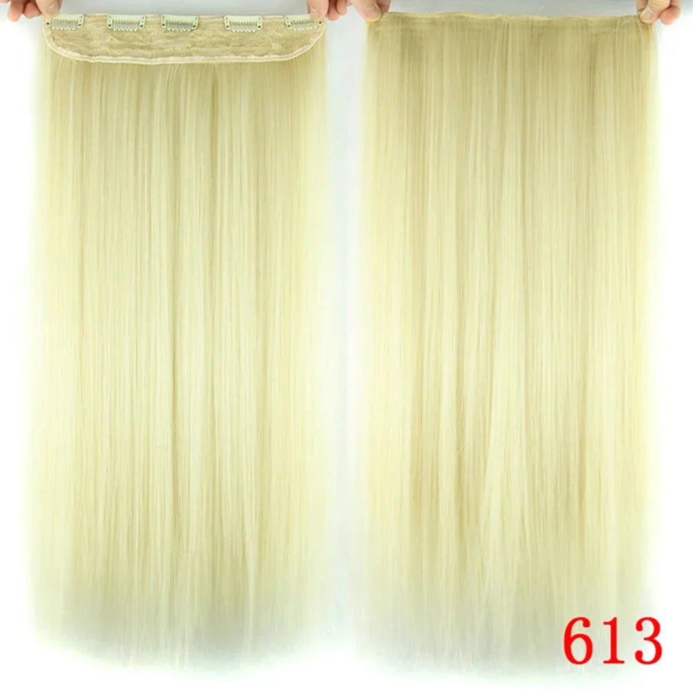 Straight Synthetic Clip-In Hair Extensions for Instant Volume - 12