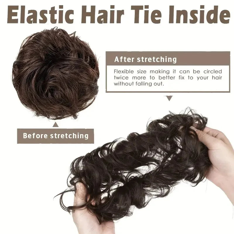 Messy Wavy Bun Hair Extension for Women Curly Chignon Hair Piece