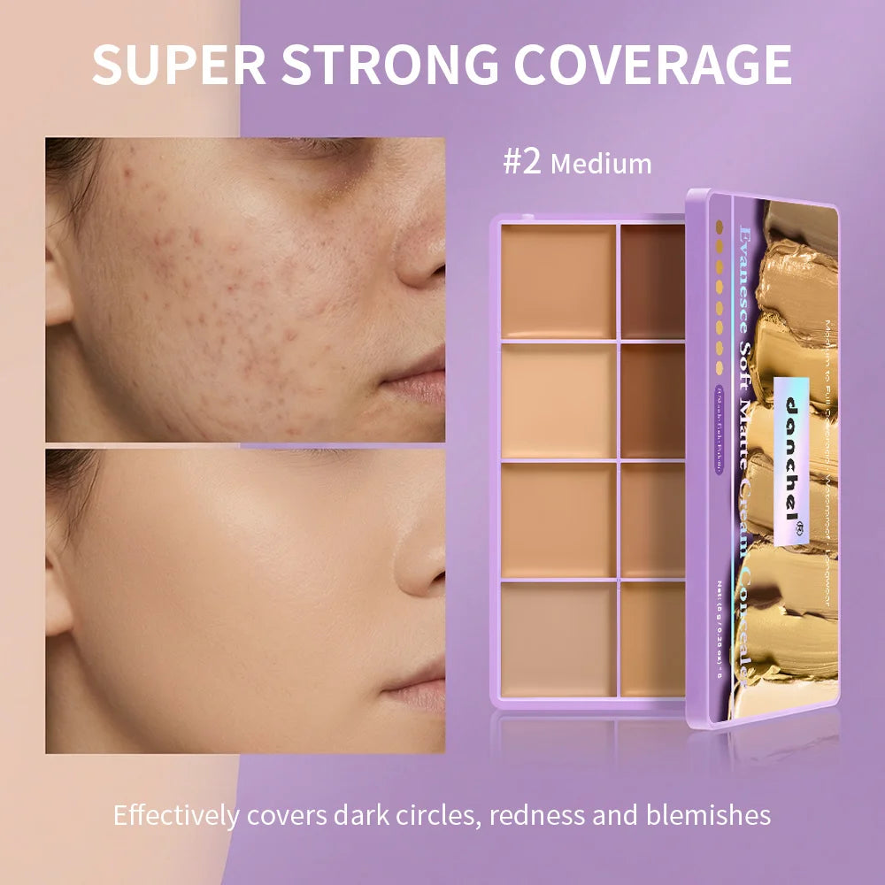 8-Shade Matte Cream Concealer Palette for Full Coverage and Contouring - 5