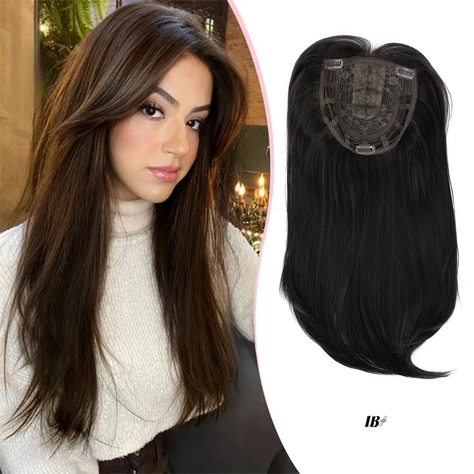 Clip-In Hair Topper with Bangs for Natural Volume and Root Coverage - 31