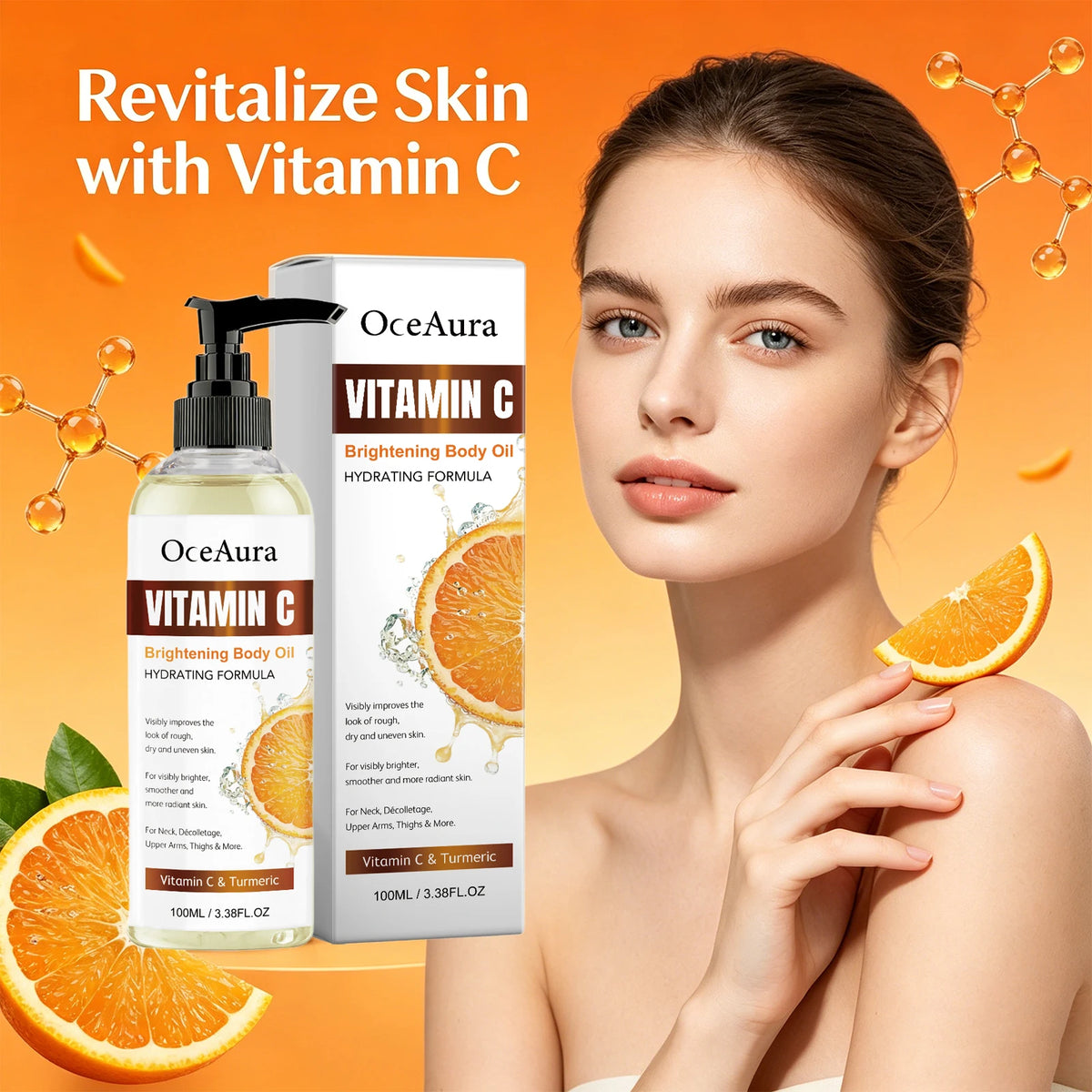 Turmeric and Vitamin C Brightening Body Oil for Hydrated Glowing Skin