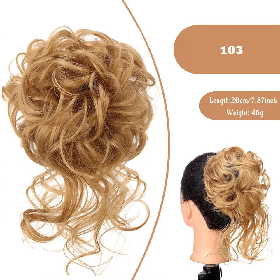 Messy Curly Hair Bun Scrunchie for Easy Updos