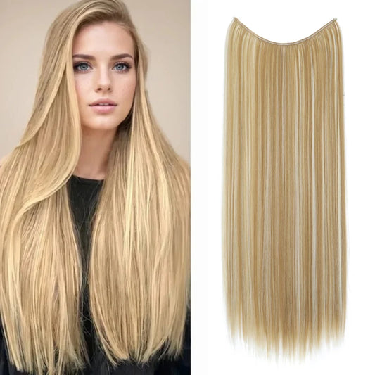 24-Inch Invisible Fishing Line Hair Extensions for Instant Length