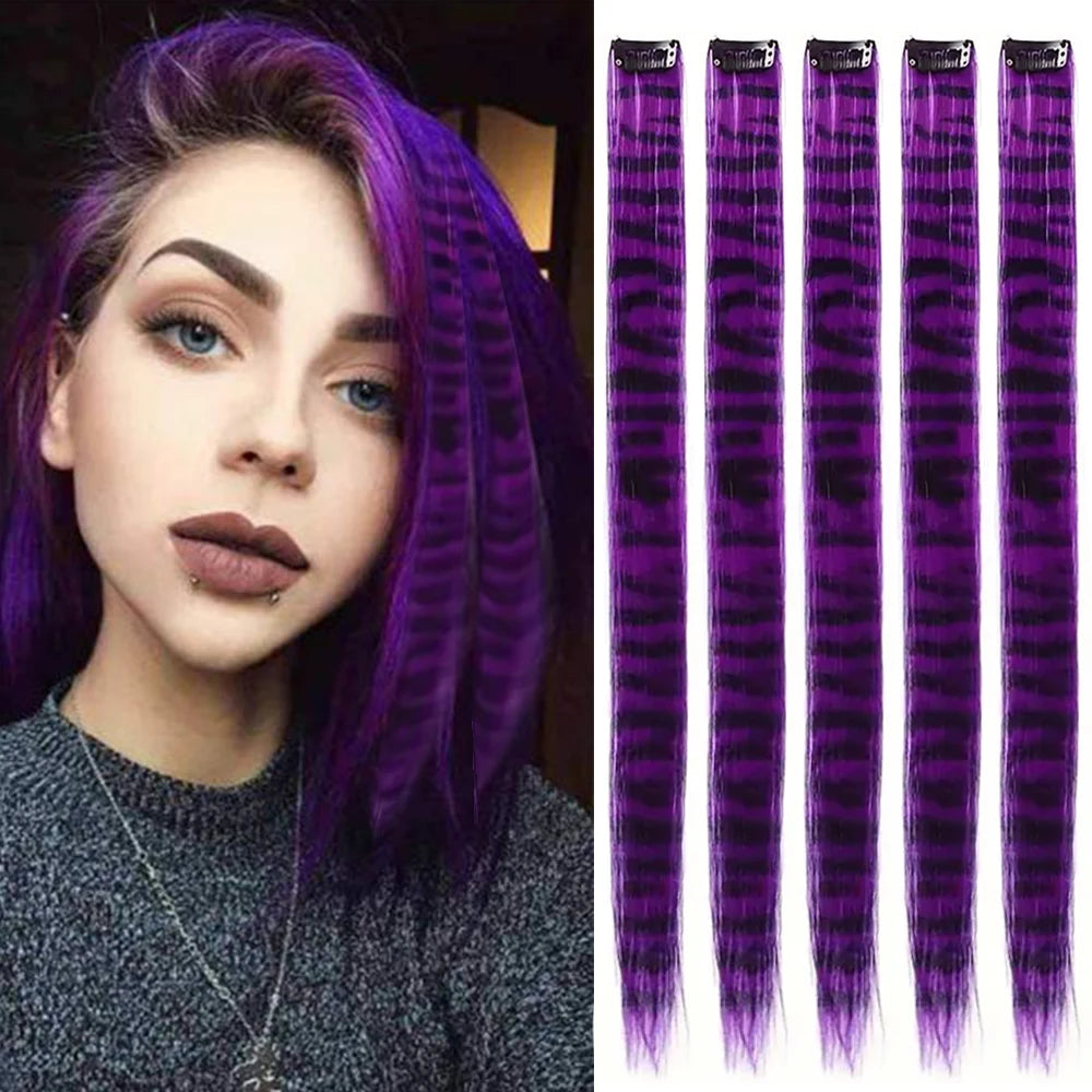 Stripe Printed Clip-in Hair Extensions for Parties - 20