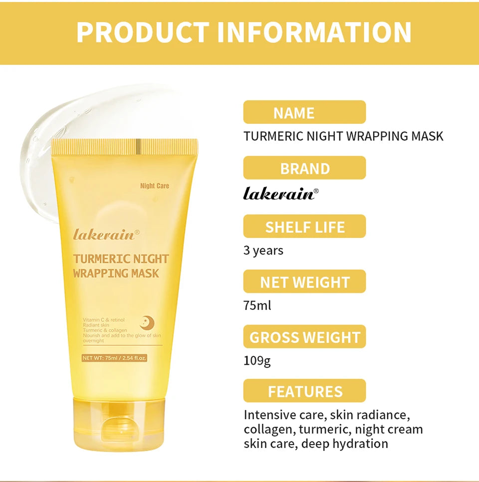 Collagen and Turmeric Overnight Peel-Off Face Mask for Deep Hydration - 30
