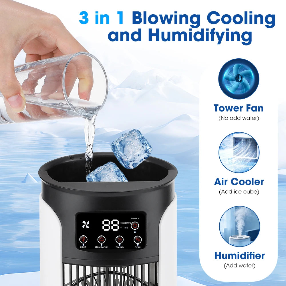Portable Desktop Air Cooling Fan with Misting and LED Light - 5