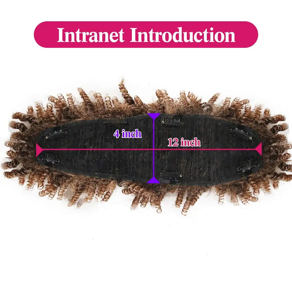 Curly Afro Mohawk Ponytail with Bangs Clip-In