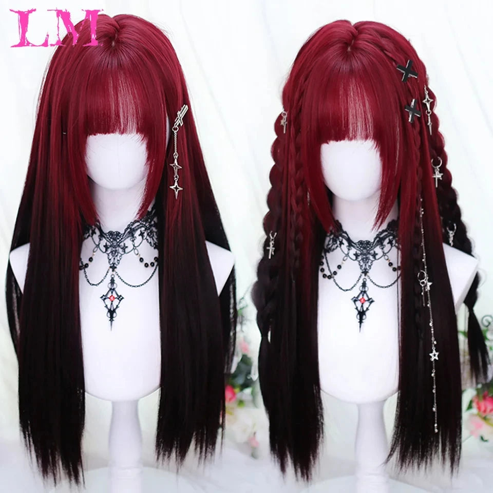 24-Inch Long Pink Cosplay Wig for Costumes