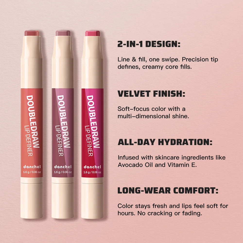2-in-1 Dual Ended Matte Lip Contour Liner and Hydrating Gloss Pen - 2