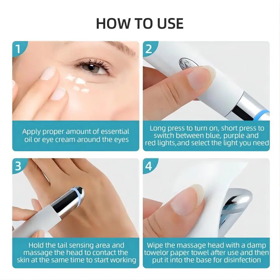 3-in-1 LED Photon Eye Massager for Dark Circles and Facial Rejuvenation - 6
