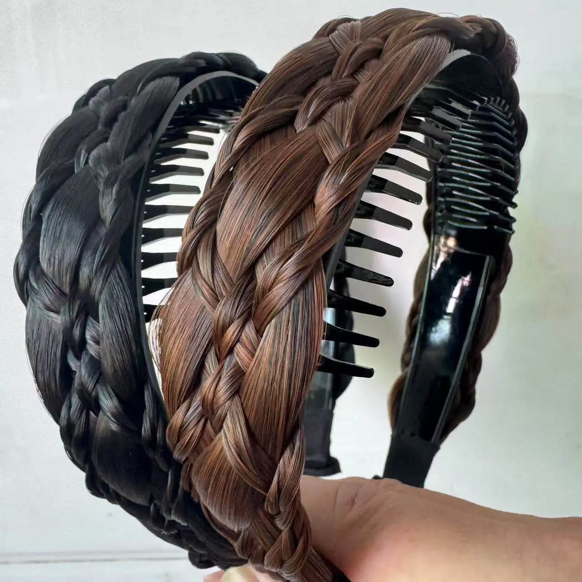 Synthetic Braided Twist Hairband with Teeth for Secure Comfortable Styling