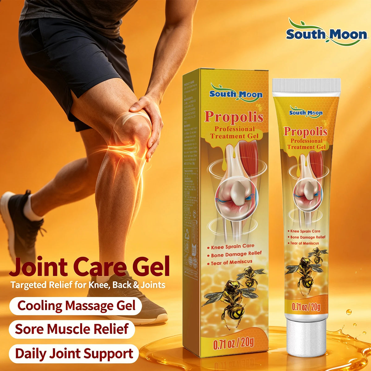 Propolis Joint Relief Cooling Gel for Knees Back and Muscle Soreness