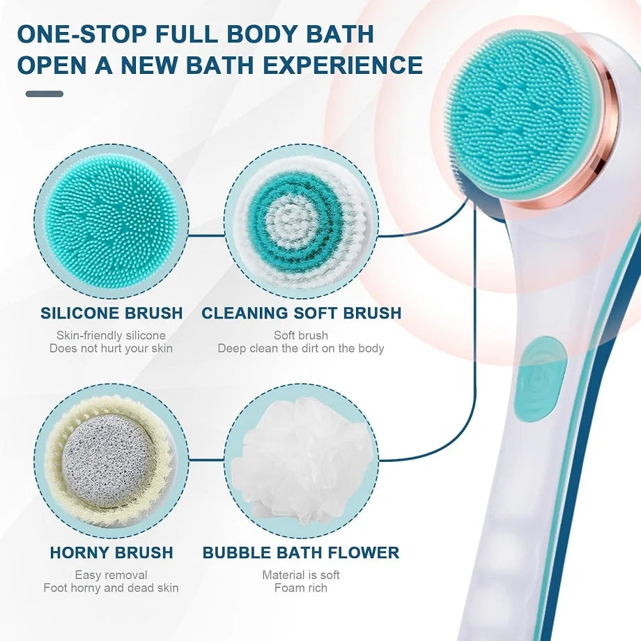 Electric Rotating Back Scrubber and Exfoliating Body Brush for Shower