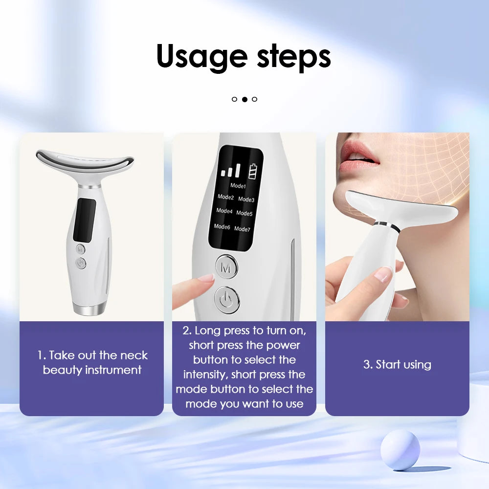 LED Facial and Neck Skin Tightening and Rejuvenation Massager - 12