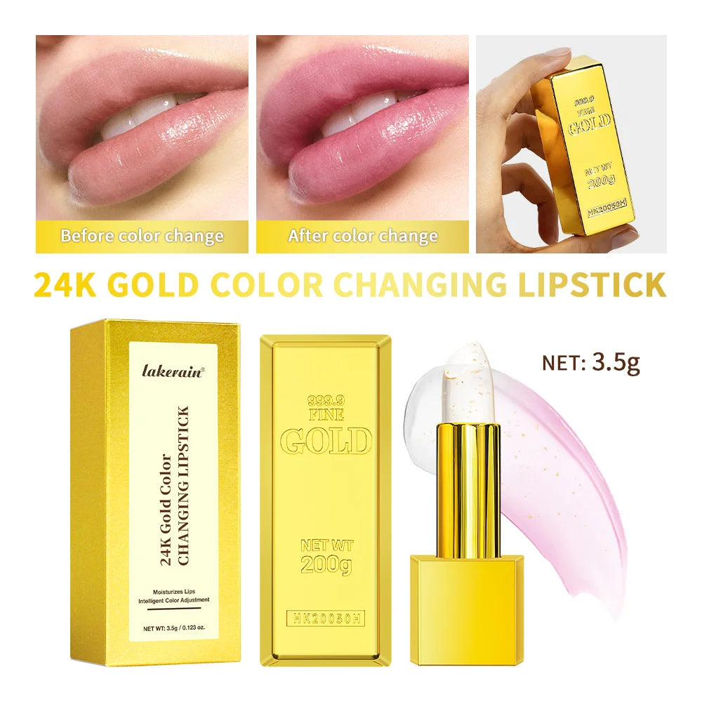 Color Changing Gold Flake Lip Balm for Hydration and Natural Pink Tint - 1
