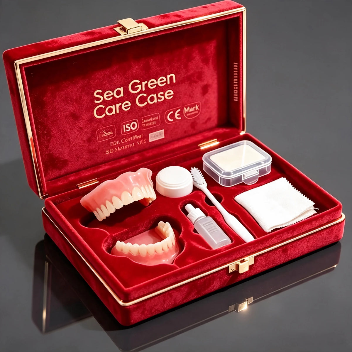 Full Mouth Denture Care Set with Storage Case and Cleaning Tools