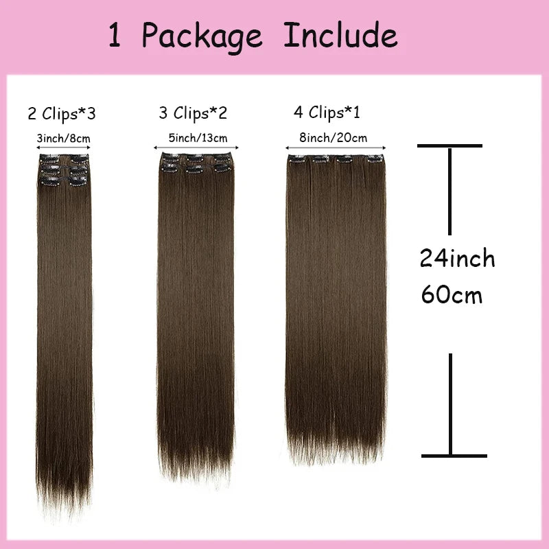 Seamless Long Straight Clip-in Hair Extensions for Women - 2