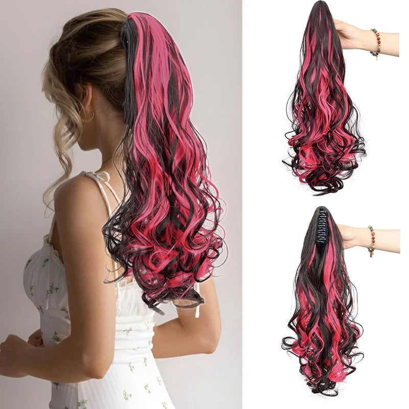 18 Inch Colorful Curly Claw Clip Ponytail Hair Extension