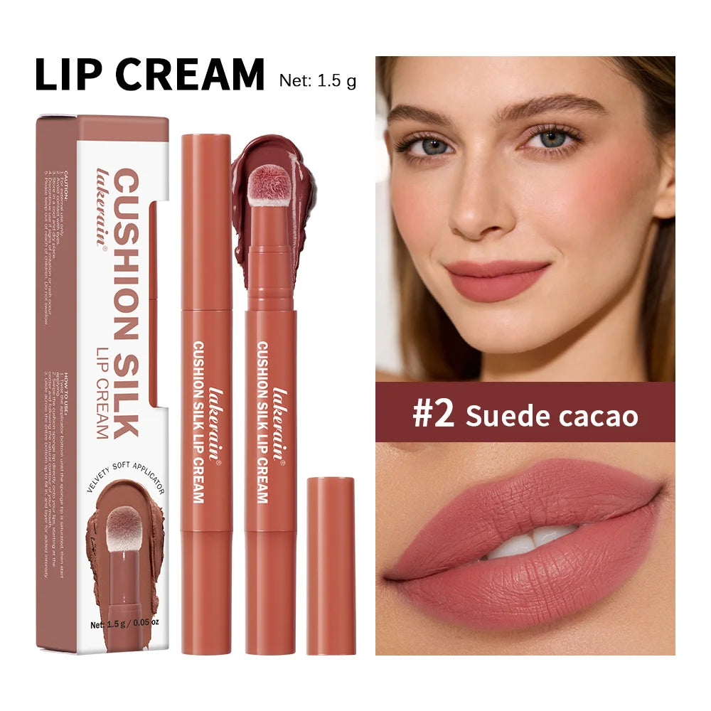 Cushion Silk Lip Cream and Blush for Long-Lasting Matte Makeup Finish