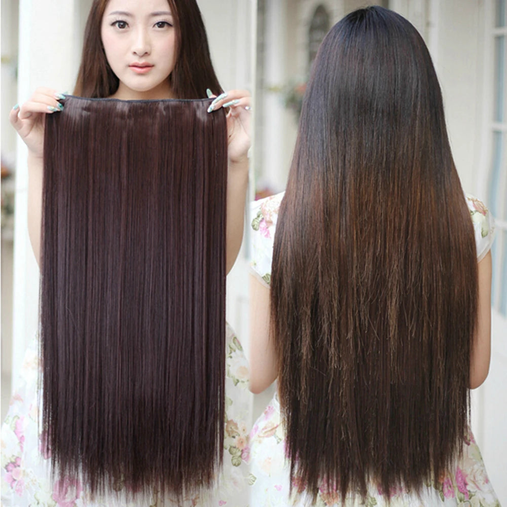 Straight Synthetic Clip-In Hair Extensions for Instant Volume - 1