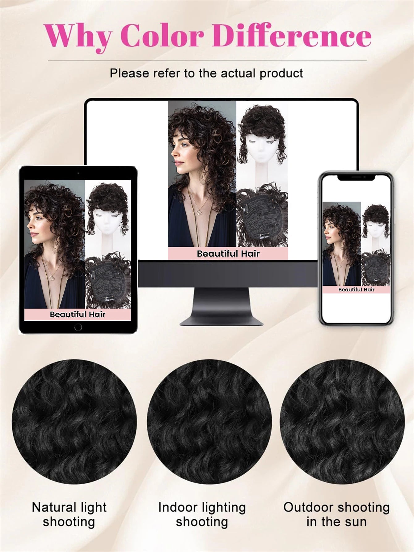 Short Curly Clip-In Hair Topper for Thinning Hair - 16