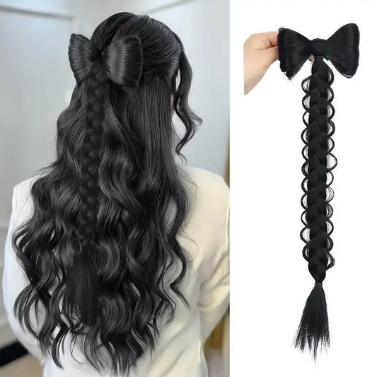 18-Inch Braided Ponytail Extension with Elegant Bow