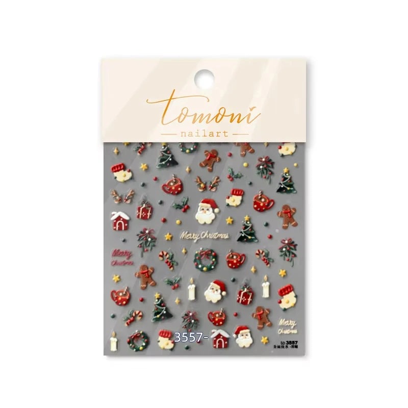 Festive 3D Christmas Nail Art Stickers for Holiday Manicure Decorations - 40