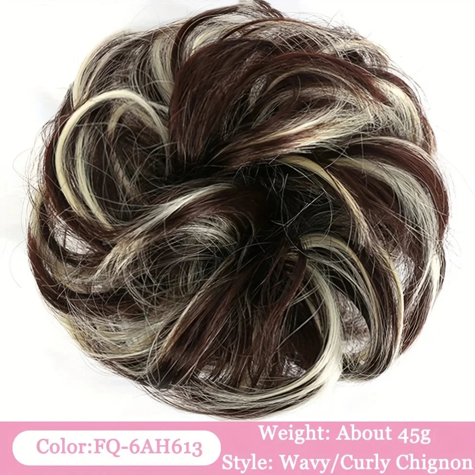 Messy Curly Hair Bun Scrunchie for Instant Volume