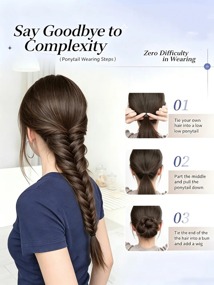 16-Inch Clip-In Fishbone Braided Ponytail Extension