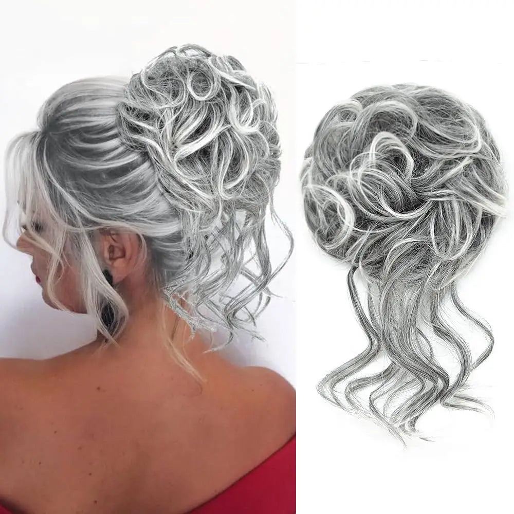 Messy Wavy Hair Bun Scrunchie for Quick Updo Hairstyles - 20