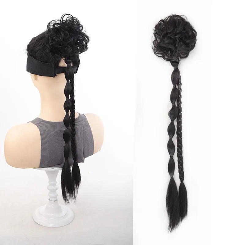 Bubble Braid Ponytail Extension with Messy Bun