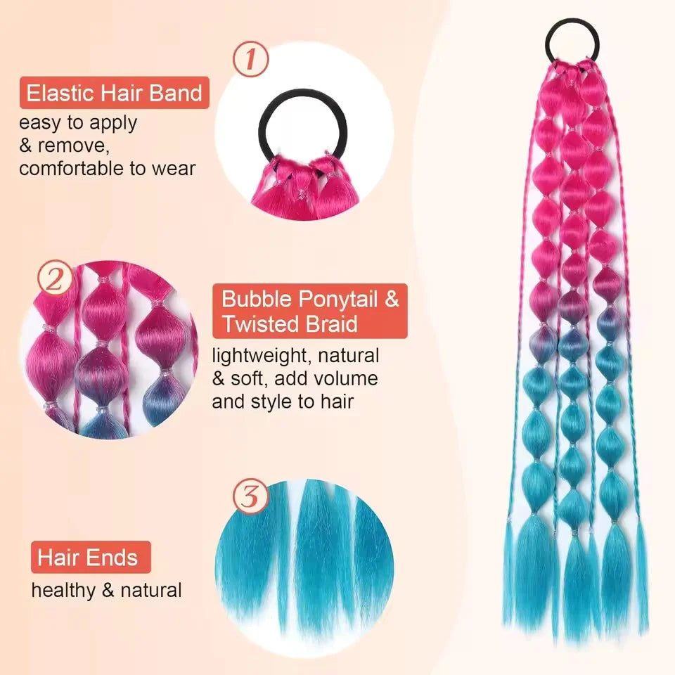 Colorful Bubble Braid Ponytail Extension for Quick Hairstyles - 5