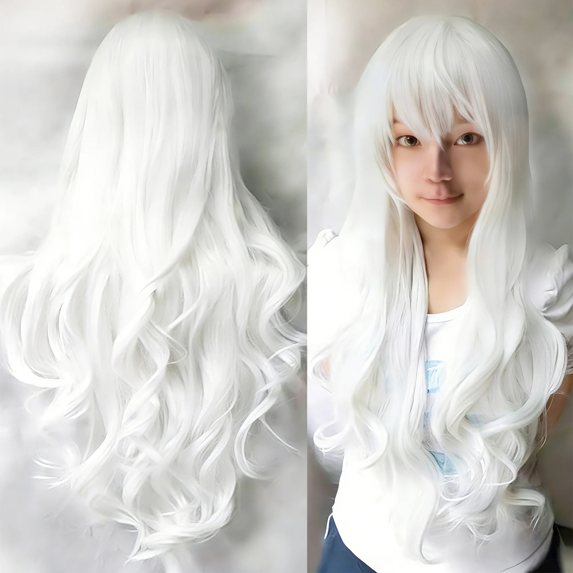 Long Curly Blonde Synthetic Hair Wig for Cosplay and Costume Parties - 25