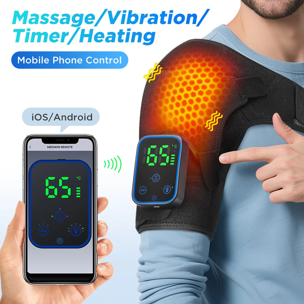 Cordless Heated Shoulder Massage Brace with App Control and Vibration
