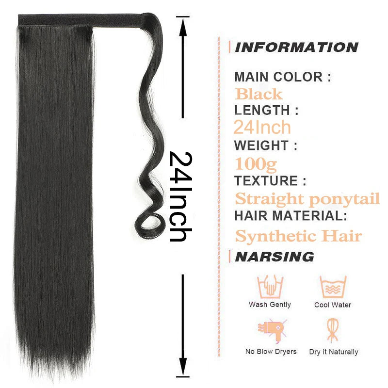 Long Straight Wrap Around Ponytail Clip-In Hair Extension for Women - 2