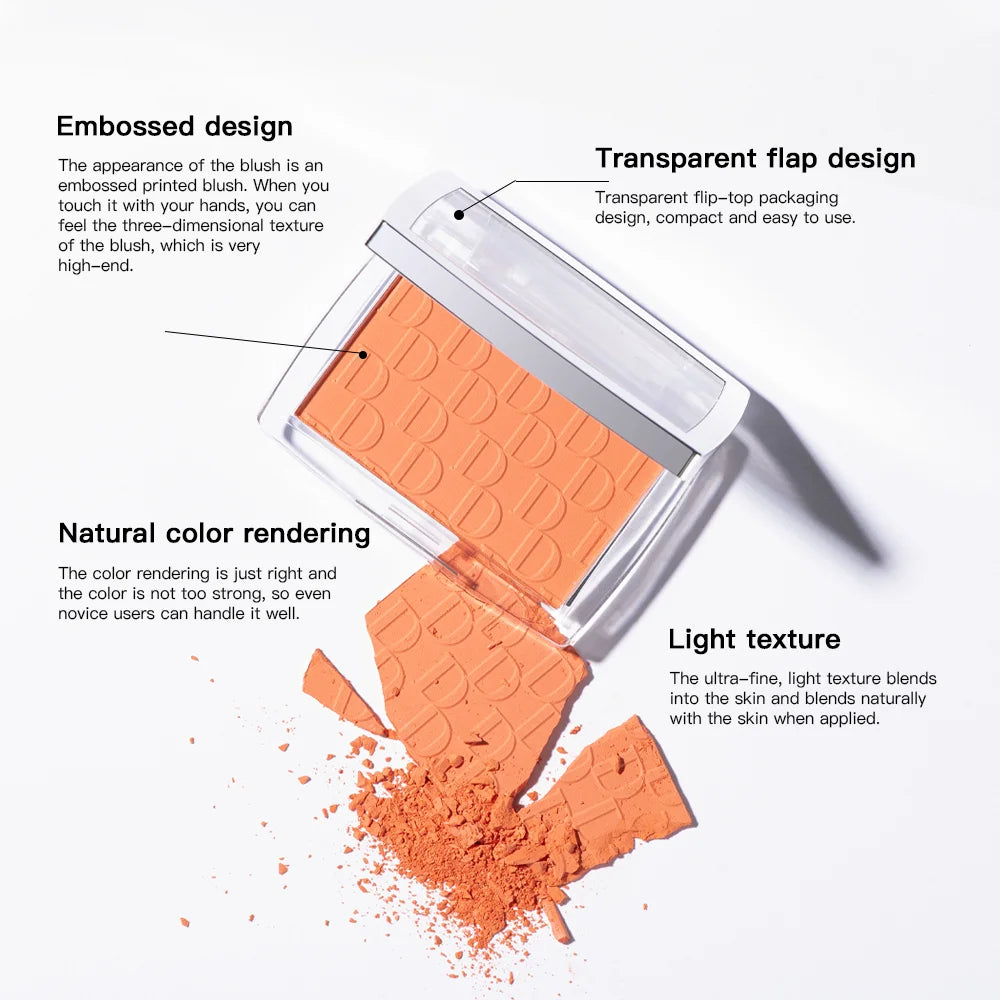 Embossed Matte Face Blush Palette with Professional Application Brush - 4