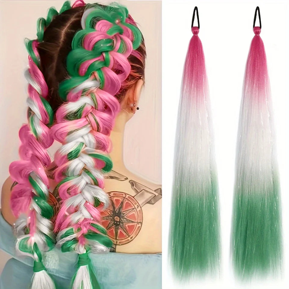 26 Inch Synthetic Braided Hair Extensions with Elastic Band