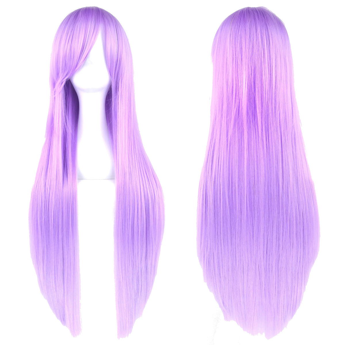 Long Purple Straight Wig for Anime Cosplay and Halloween Costumes