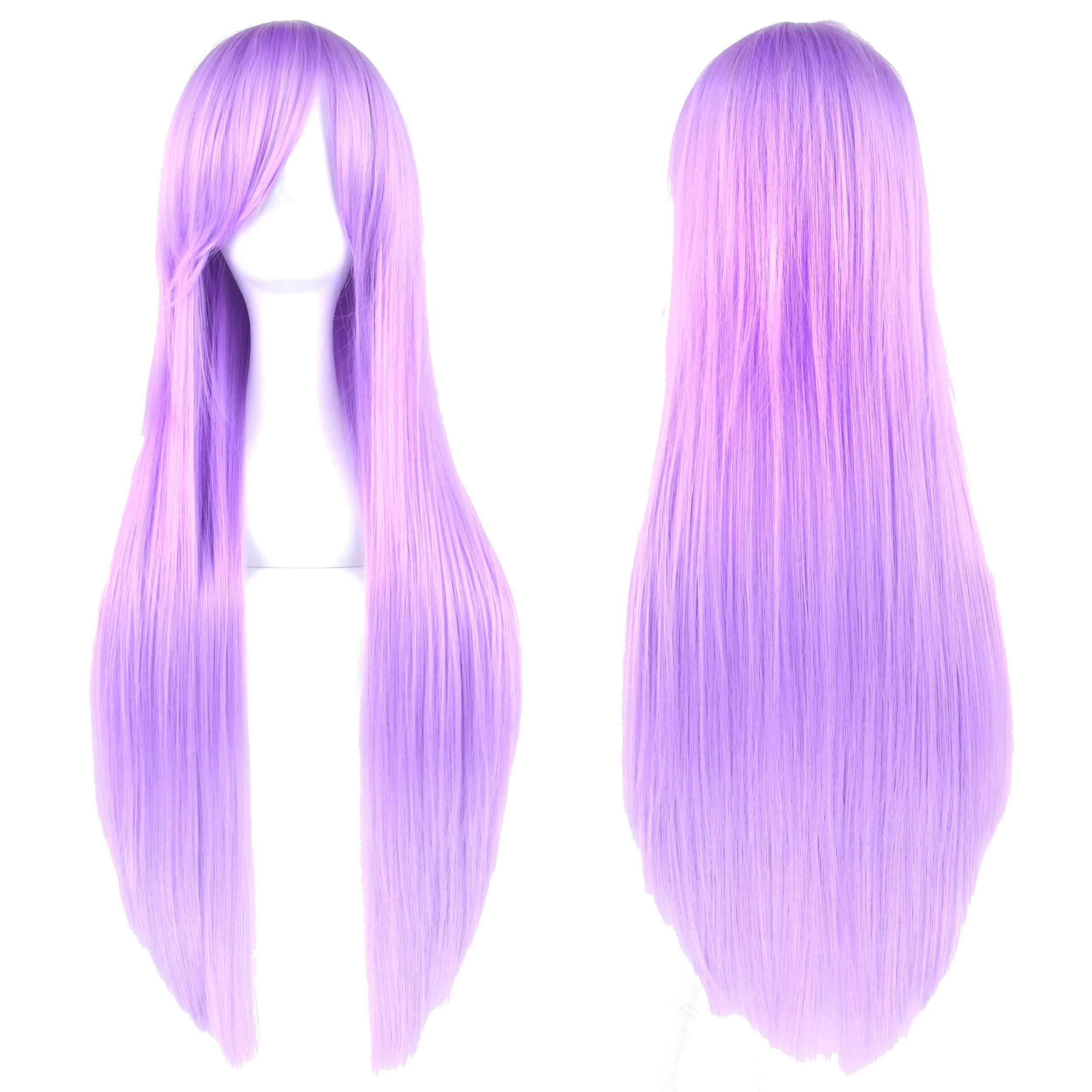 Long Straight Purple Anime Cosplay Wig for Halloween and Costume Parties - 4