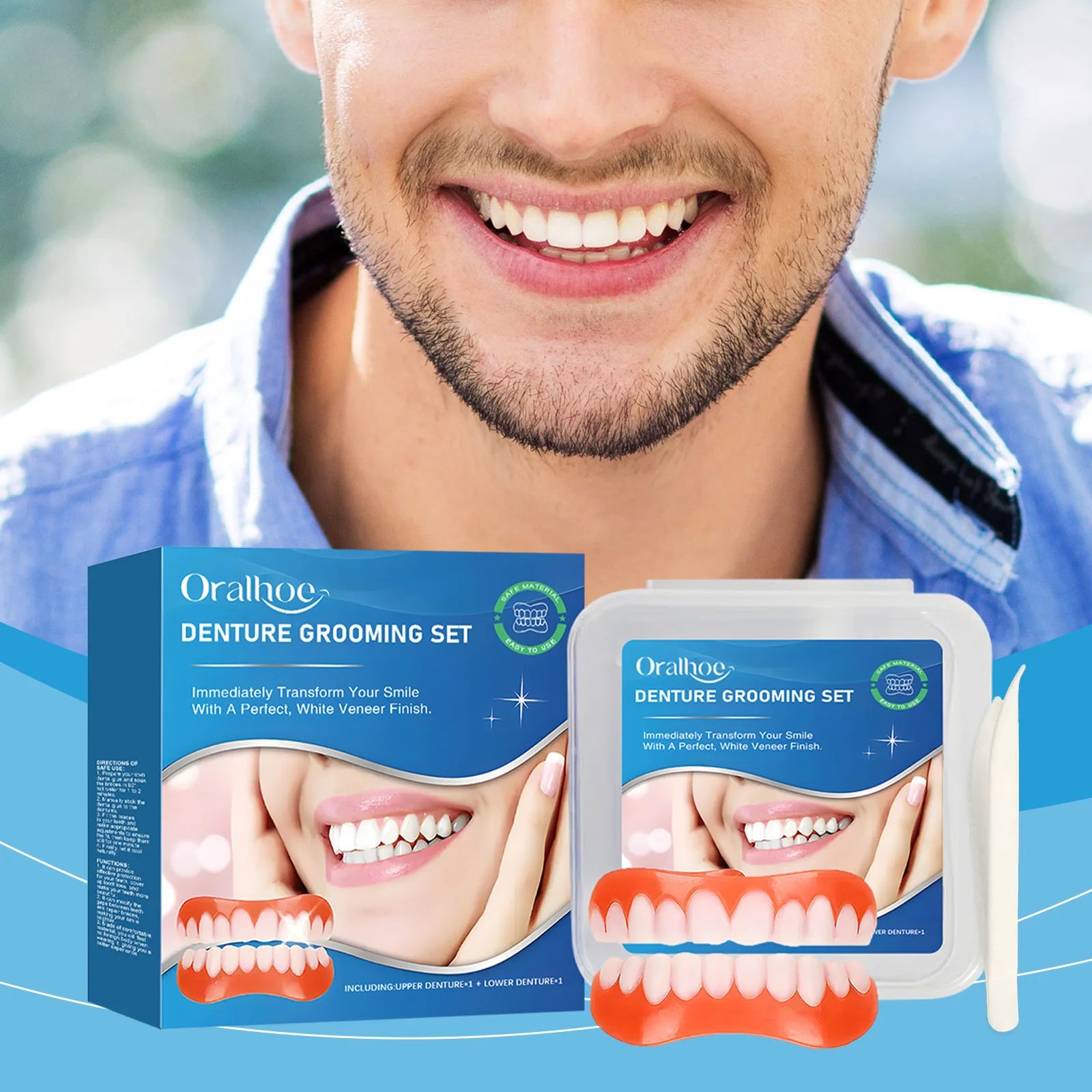 Snap-On Silicone Denture Set for Instant Smile Transformation - 11