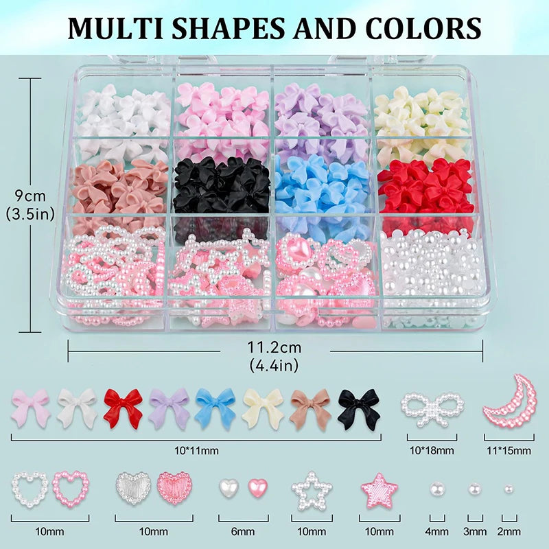 3D Mixed Bowknot and Flower Nail Art Decoration Charms Set - 13