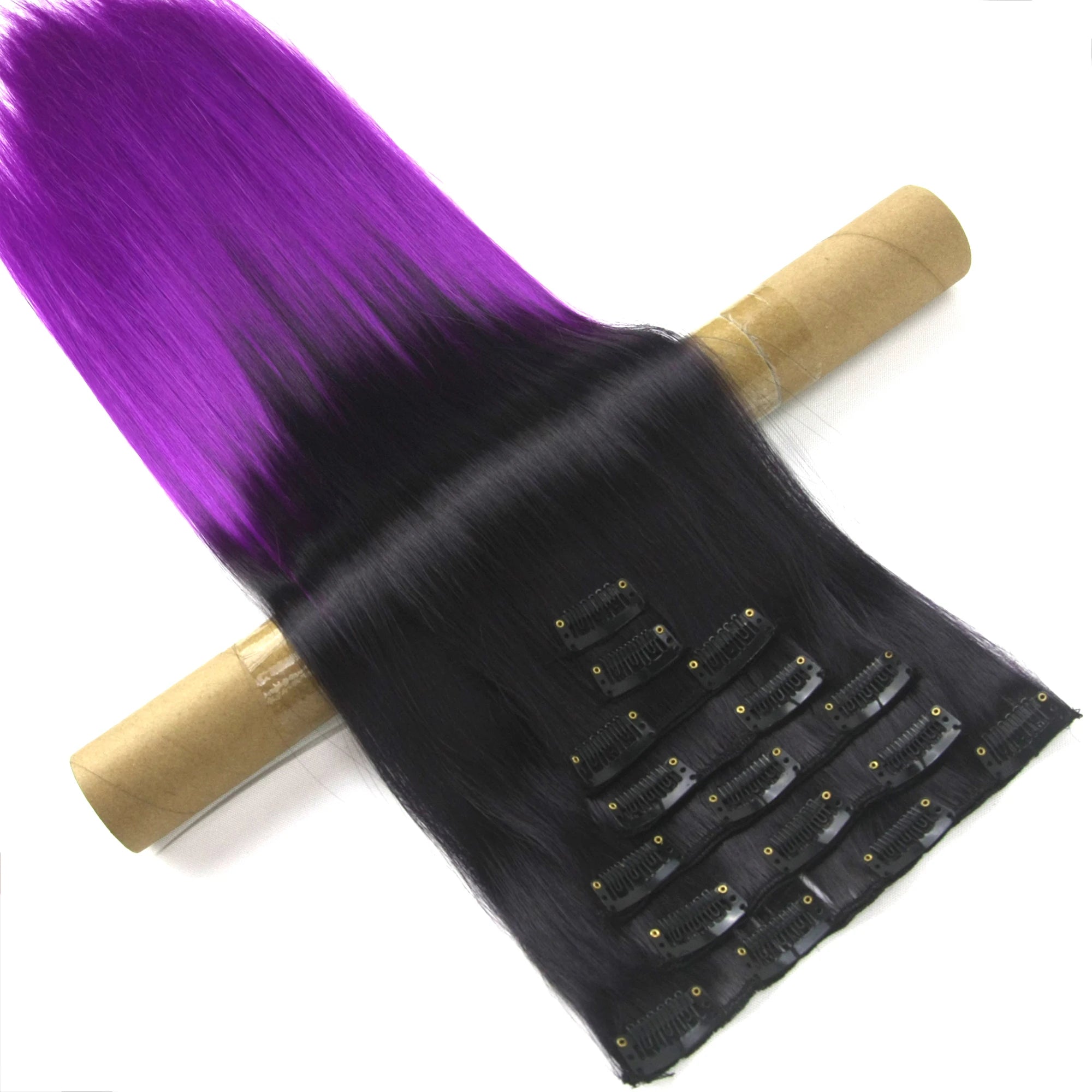 Straight Ombre Clip-In Synthetic Hair Extensions - 7