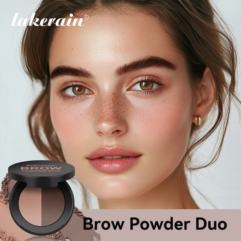 Dual-Tone Eyebrow Powder Palette with Professional Grooming Brush