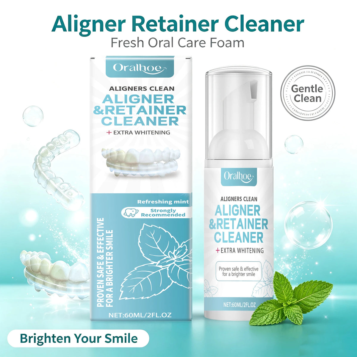 Refreshing Aligner and Retainer Cleaning Foam for Daily Oral Hygiene