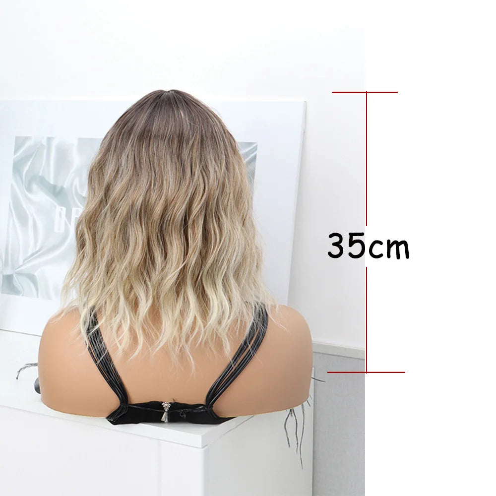 Short Wavy Bob Wig with Bangs for Natural Daily Wear - 2