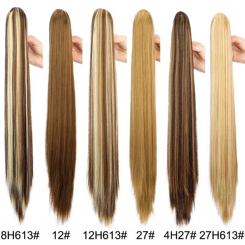 24-Inch Long Straight Claw Clip-On Ponytail Hair Extension - 3