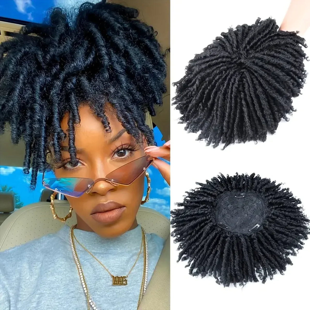 Men's Short Curly Braided Dreadlock Wig
