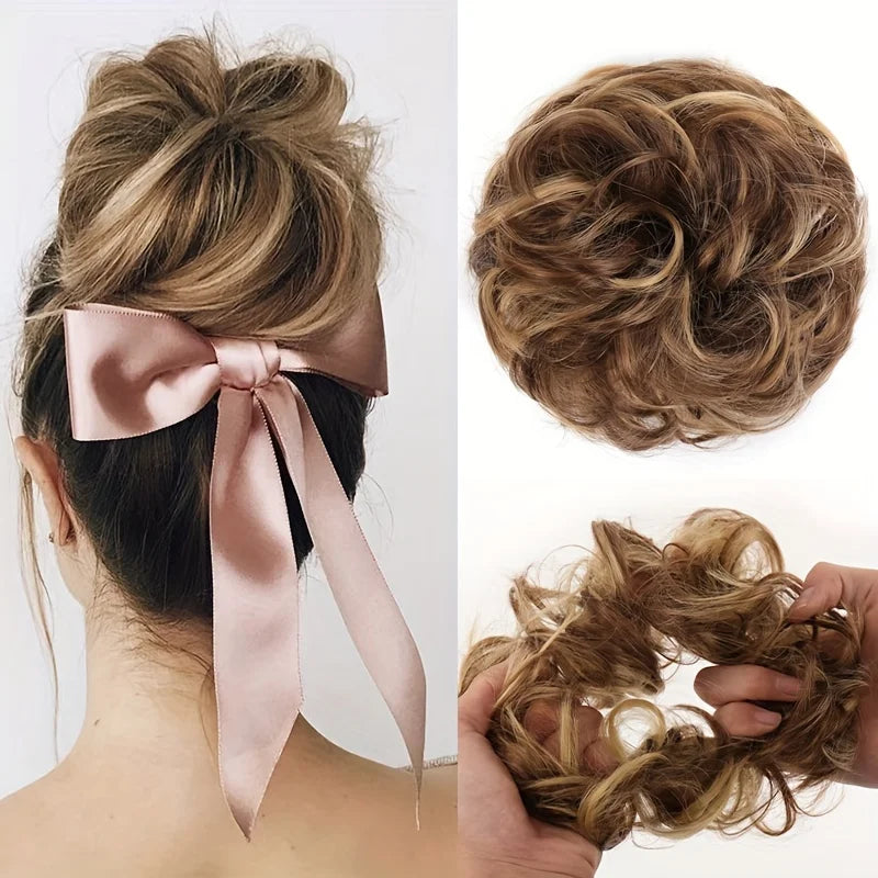Messy Curly Hair Bun Extension for Instant Voluminous Updo Hairstyles - 17